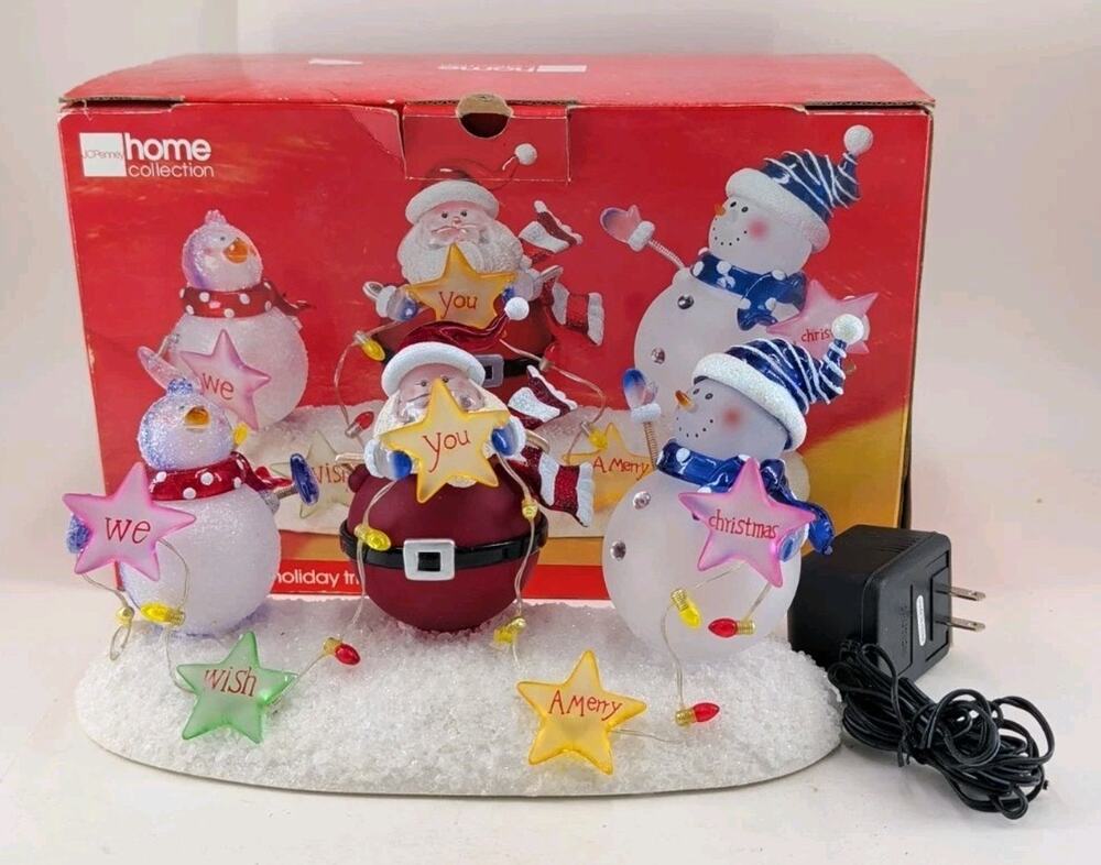 Home Collection Acrylic Lighted Holiday Trio Snowmen & Santa Merry Christmas